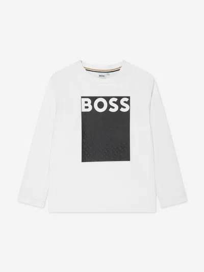 Shop Hugo Boss Boys Long Sleeve T-shirt In White