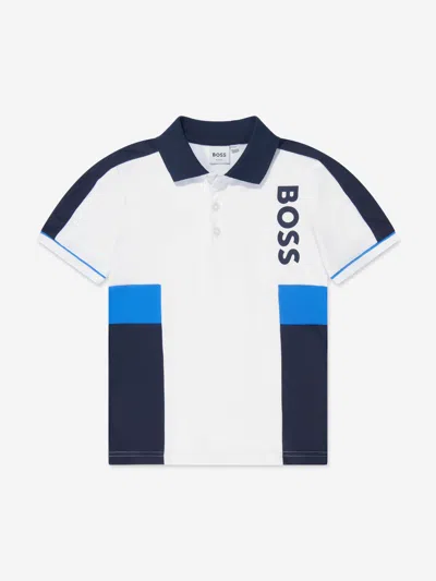 Shop Hugo Boss Boys Colourblock Polo Shirt In White