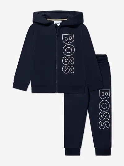 Shop Hugo Boss Boys Logo Tracksuit In Blue