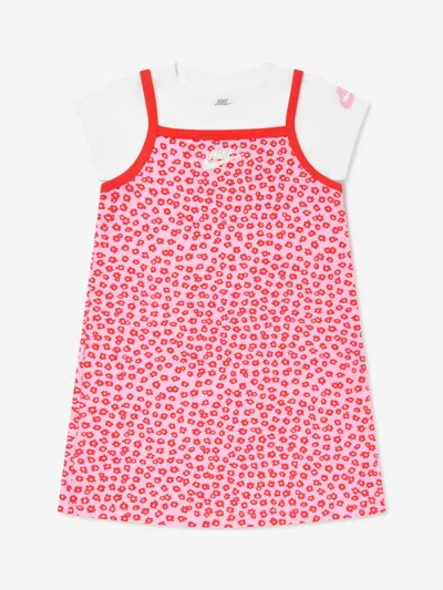 Shop Nike Girls Floral Dress And T-shirt Set In Pink