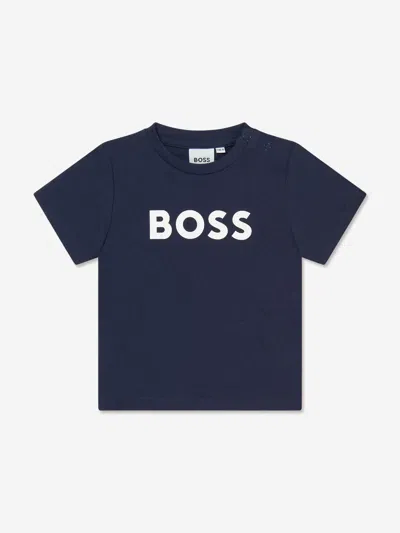 Shop Hugo Boss Baby Boys Logo T-shirt In Blue