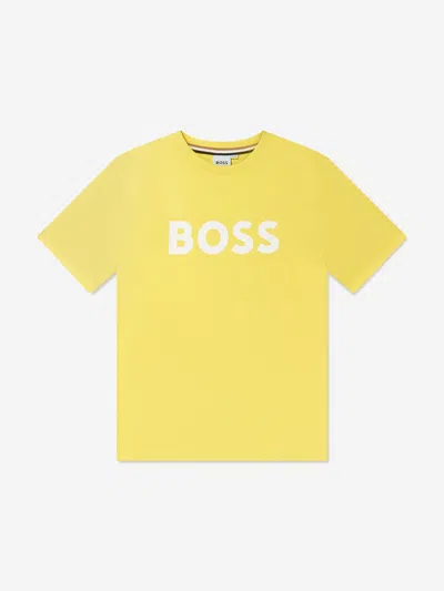 Shop Hugo Boss Boys Logo Print T-shirt In Yellow