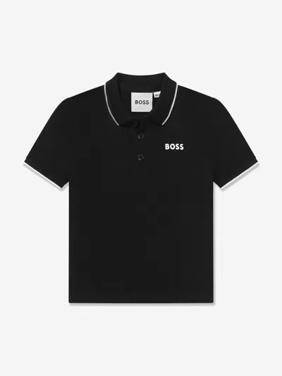 Shop Hugo Boss Baby Boys Logo Polo Shirt In Black