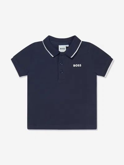 Shop Hugo Boss Baby Boys Logo Polo Shirt In Blue