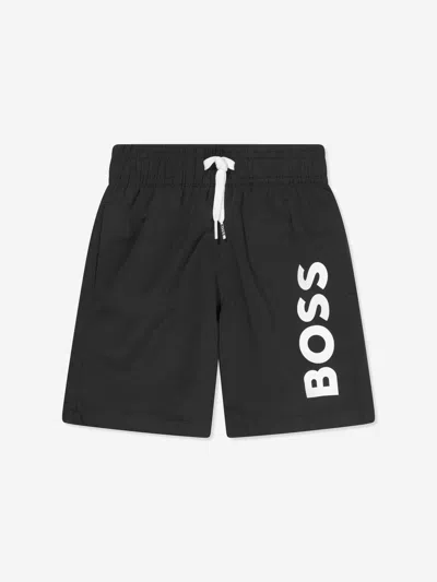 Shop Hugo Boss Boys Logo Swim Shorts In Black