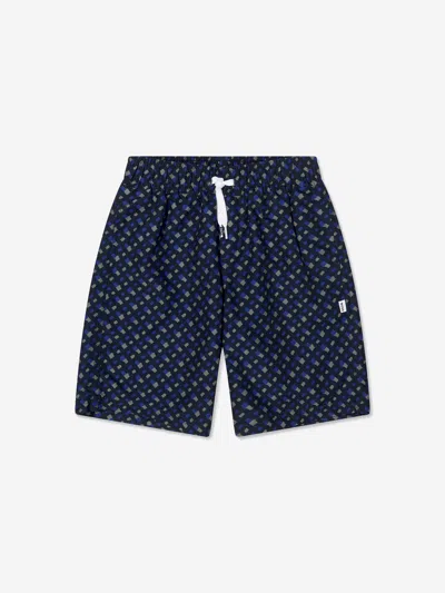 Shop Hugo Boss Boys Monogram Swim Shorts In Blue