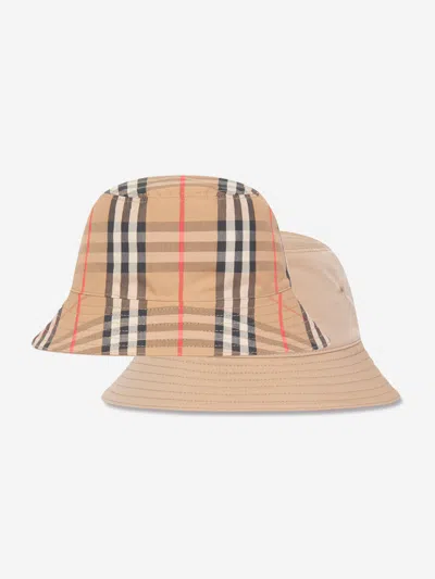 Shop Burberry Kids Reversible Bucket Hat In Beige