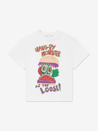 Shop Stella Mccartney Boys Hungry Monster T-shirt In Ivory