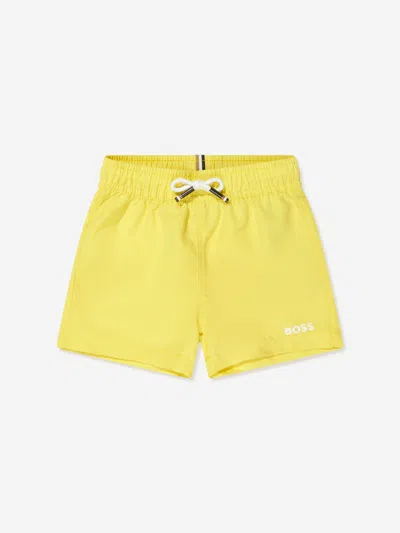 Shop Hugo Boss Baby Boys Logo Swim Shorts In Yellow