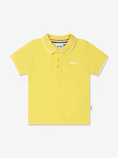 Shop Hugo Boss Baby Boys Logo Polo Shirt In Yellow