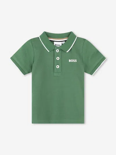 Shop Hugo Boss Baby Boys Logo Polo Shirt In Green