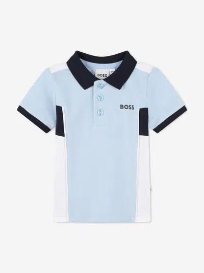 Shop Hugo Boss Baby Boys Logo Polo Shirt In Blue