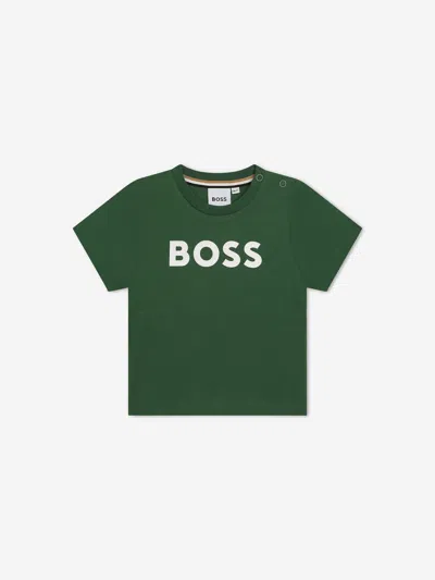 Shop Hugo Boss Baby Boys Logo Print T-shirt In Green