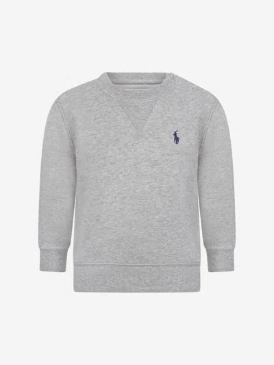 Shop Ralph Lauren Baby Boys Logo Sweatshirt In Grey