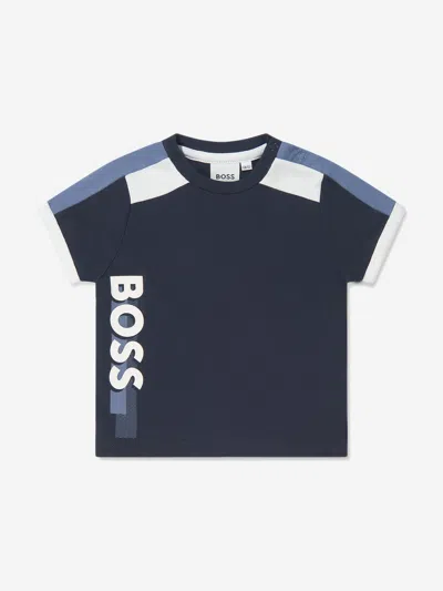 Shop Hugo Boss Baby Boys Logo Print T-shirt In Blue