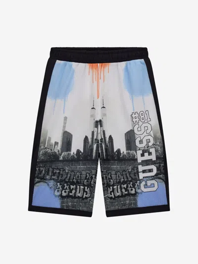 Guess Boys Urban City Print Shorts In Multicoloured