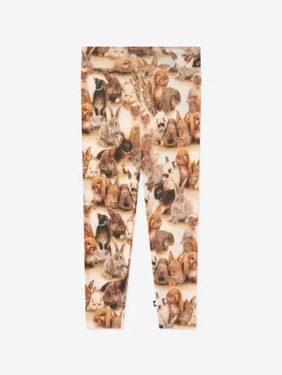 Molo Rabbit Intarsia-knit Leggings In Beige