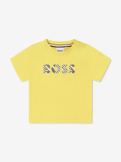 Shop Hugo Boss Baby Boys Logo Print T-shirt In Yellow