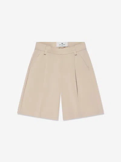 Shop Etro Boys Chino Shorts In Beige