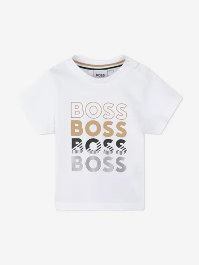Shop Hugo Boss Baby Boys Multiple Logo T-shirt In White