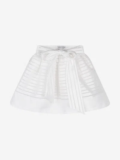 Shop Mama Luma Girls Organza Striped Bow Skirt In White