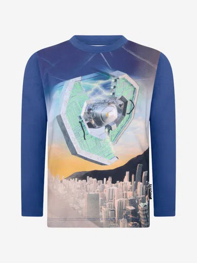 Shop Molo Boys Organic Cotton Long Sleeve T-shirt 2 Yrs Blue