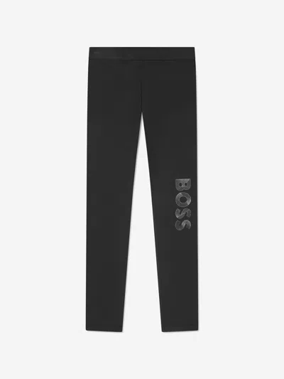 Shop Hugo Boss Girls Logo Leggings In Black