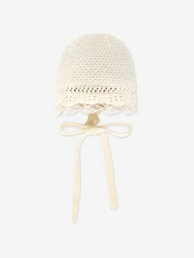 Shop Paz Rodriguez Baby Knitted Bonnet In Ivory