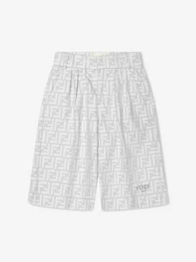 Shop Fendi Boys Ff Logo Shorts In Grey