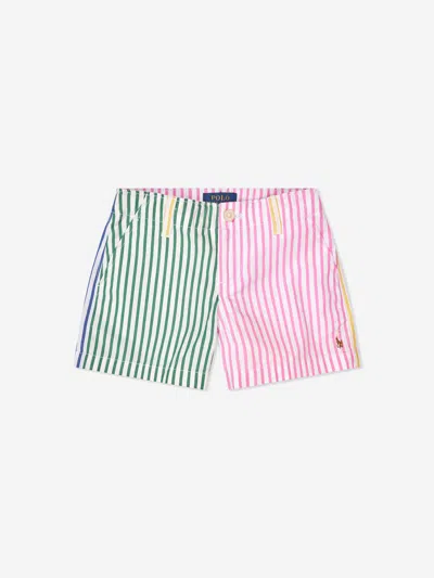 Shop Ralph Lauren Girls Striped Cotton Shorts In Multicoloured
