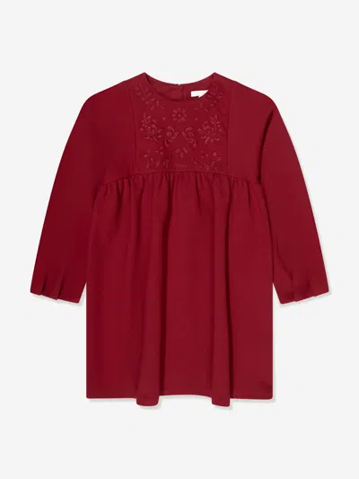 Shop Chloé Girls Embroidemilano Dress In Red