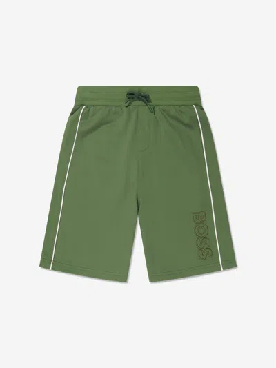 Shop Hugo Boss Boys Embroidered Logo Shorts In Green