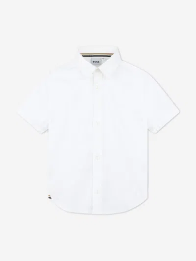 Shop Hugo Boss Boys Short Sleeve Logo Shirt In White