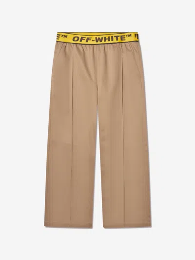 Shop Off-white Boys Logo Industrial Chino Trousers In Beige