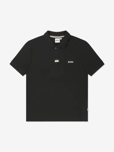 Shop Hugo Boss Boys Logo Print Polo Shirt In Black