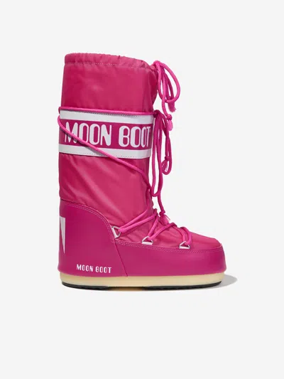 Shop Moon Boot Girls Icon Nylon Snow Boots In Pink