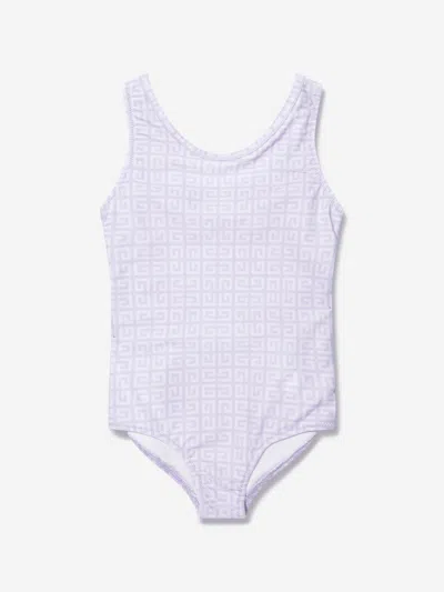 Shop Givenchy Girls 4g Logo Swimming Costume In Purple