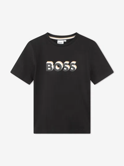 Shop Hugo Boss Boys Embossed Logo T-shirt In Black