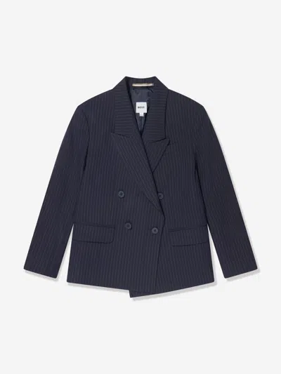 Shop Hugo Boss Boys Striped Suit Jacket In Blue