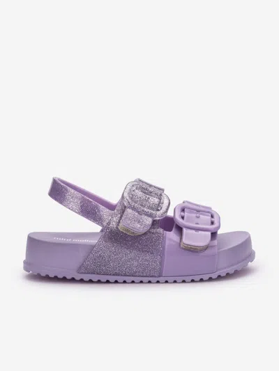 Shop Mini Melissa Girls Cozy Glitter Sandals In Purple