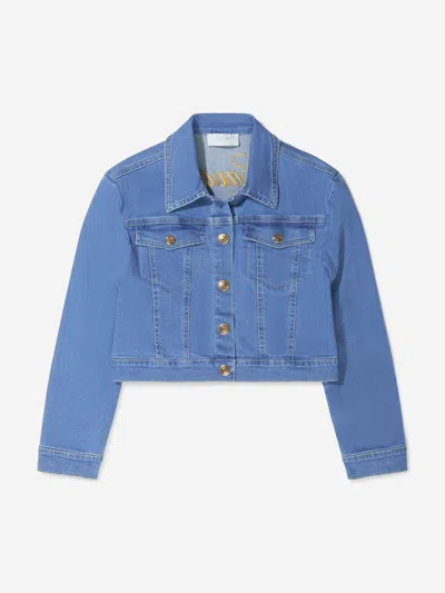 Shop Roberto Cavalli Girls Cotton Denim Jacket 14 Yrs Blue
