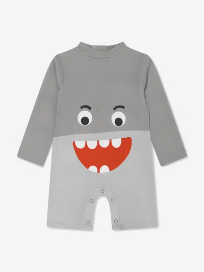 Shop Stella Mccartney Baby Boys Shark Sun Suit In Grey