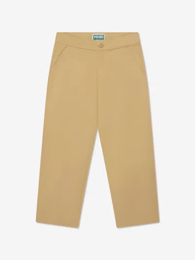 Shop Kenzo Kids Loose Fit Trousers In Beige