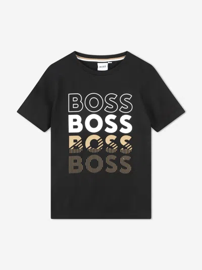 Shop Hugo Boss Boys Multi Logo Print T-shirt In Black