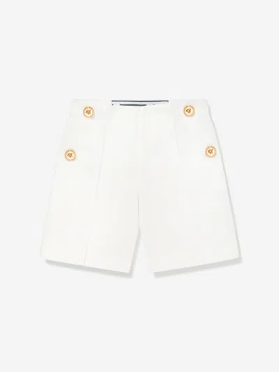 Shop Versace Girls Gabardine Shorts In White
