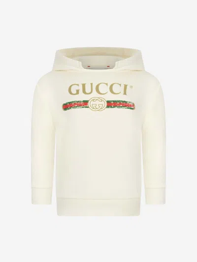 Shop Gucci Baby Logo Print Hoodie 18 - 24 Mths White