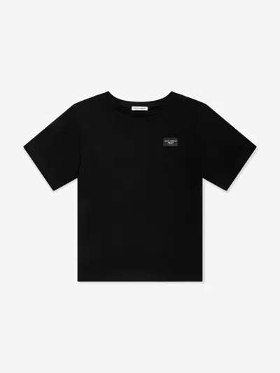 Shop Dolce & Gabbana Boys Logo Labelled T-shirt In Black