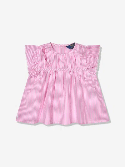 Polo Ralph Lauren Stripe-print Cotton Blouse In Pink
