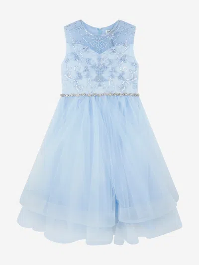 Shop Iame Girls Crystals Embroidered Dress In Blue