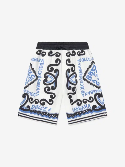 Dolce & Gabbana Boy's Bandana-print Drawstring Cotton Poplin Shorts In Multicoloured